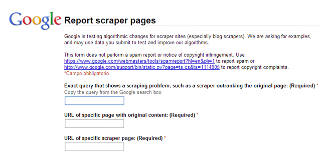 Google scraper form