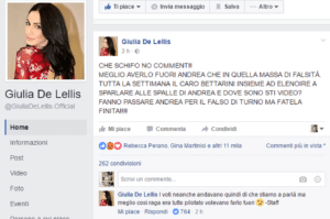 post di Giulia De Lellis ed il suo staff
