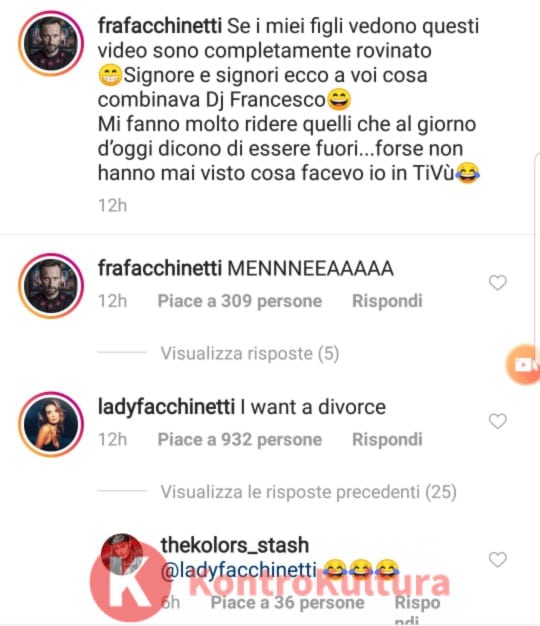 Ladyfacchinetti a Francesco: 'I want a divorce'