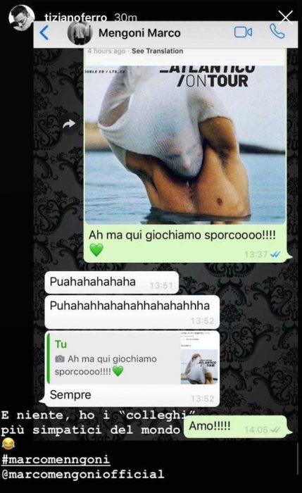 Marco Mengoni e Tiziano Ferro chat privata