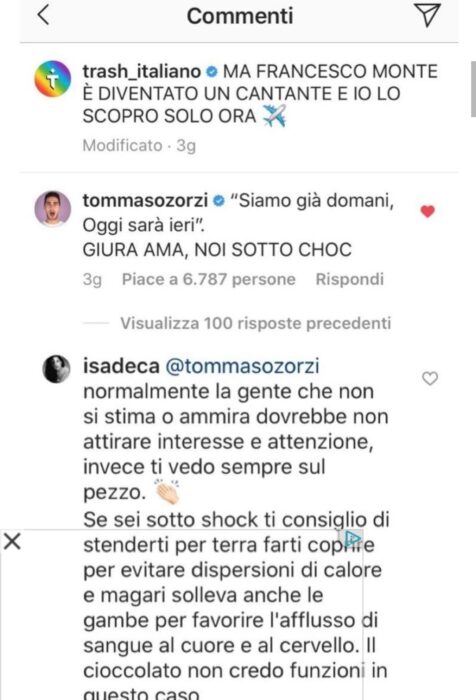 Scontro tra Tommaso Zorzi e Isabella De Candia