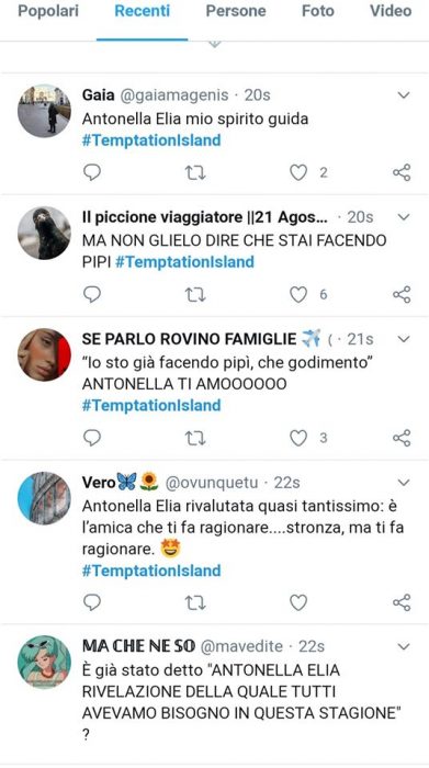 I commenti di Twitter su Antonella Elia